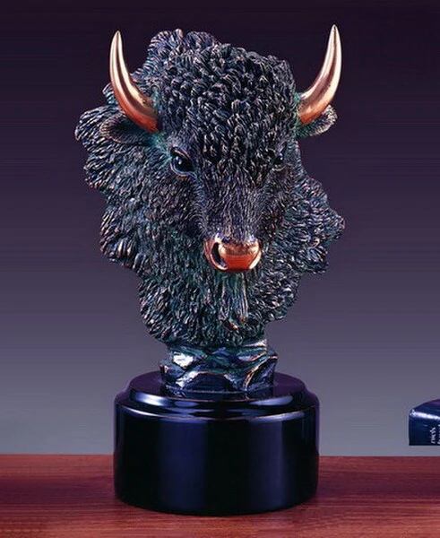 Buffalo Head Sculpture 10" High Statue - Image 2