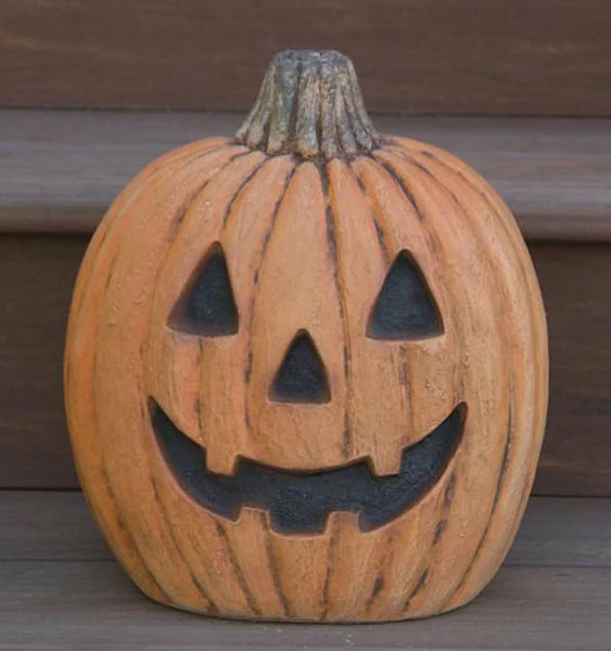 Carved Pumpkin Cement Statue Halloween 12.5" H - Image 3