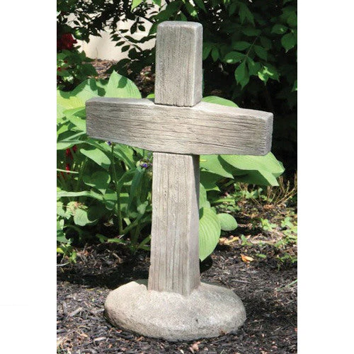 Cross Wood Grained Garden Cement Statue 24.5" High
