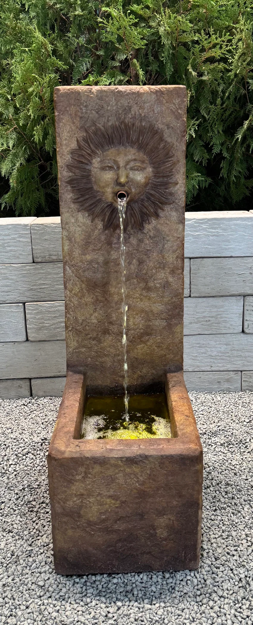 Del Sole Single Spouting Sun Fountain Lighted 39" High