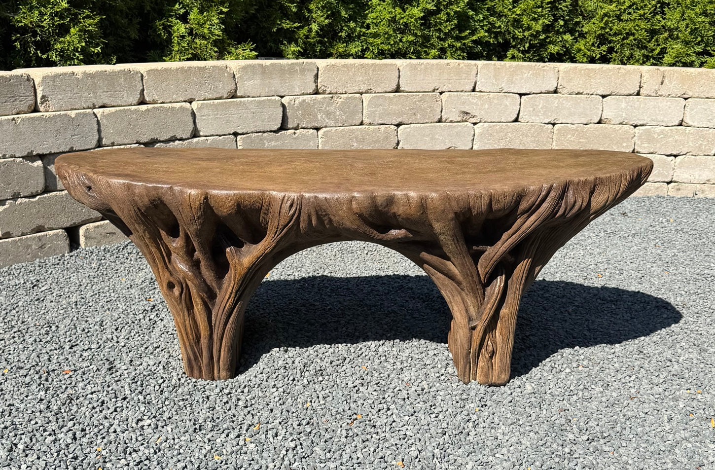 Driftwood Garden Cement Bench 44" L - Image 2