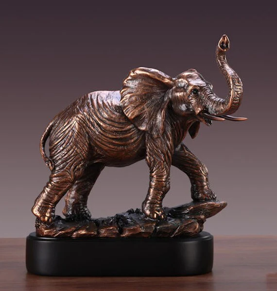 Elephant Trophy Bronze Color Statue 12.5" Tall - Image 2