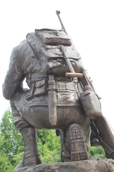 Fallen Soldier War Memorial Life-Size Sculpture Kneeing 48" High - Image 11