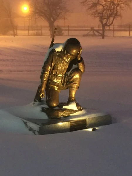 Fallen Soldier War Memorial Life-Size Sculpture Kneeing 48" High - Image 2