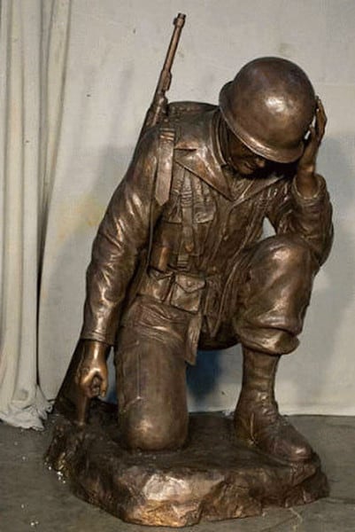 Fallen Soldier War Memorial Life-Size Sculpture Kneeing 48" High - Image 5