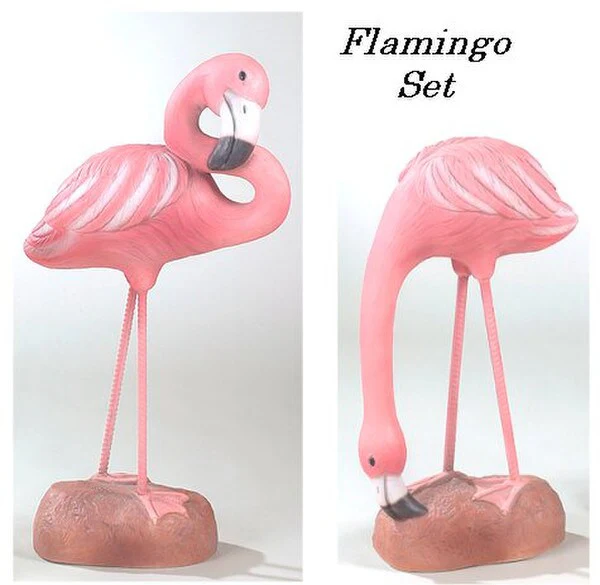 Flamingo Set Cast Stone Statues Pair 29.75" High - Image 3
