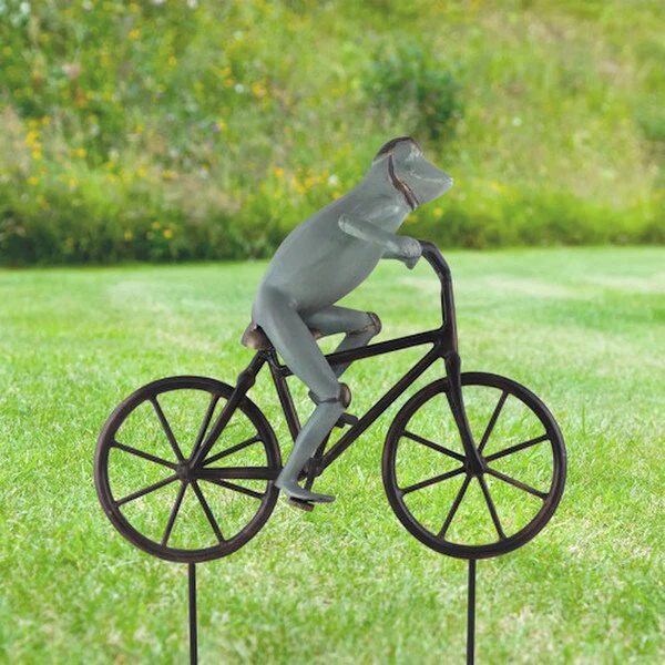 Frog Riding Bicycle Garden Statue