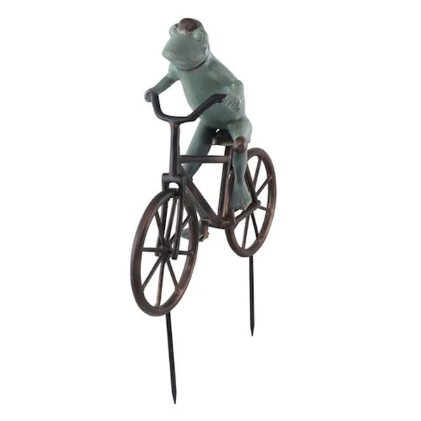Frog Riding Bicycle Garden Statue - Image 2