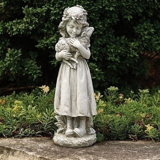 Girl with Lamb Shepherdess Sculpture