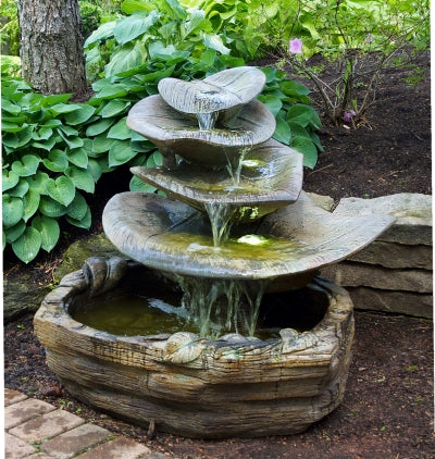 Giant Leaf Cement Garden Fountain with Light 35" High