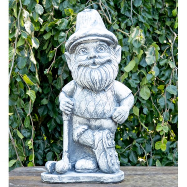 Golfer Garden Gnome Statue Concrete 22" High