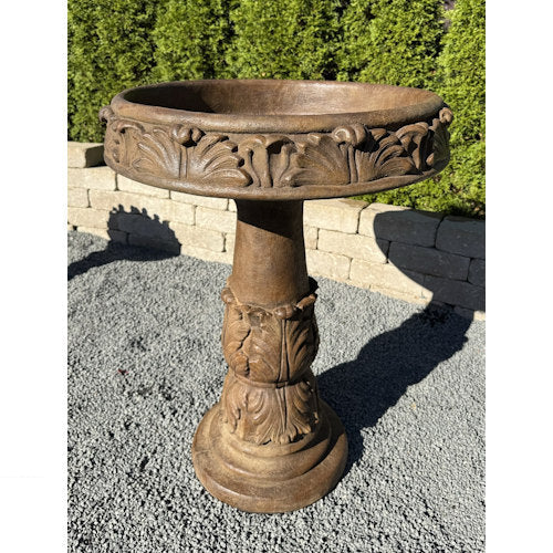 Grande Acanthus Birdbath Cement 37" High