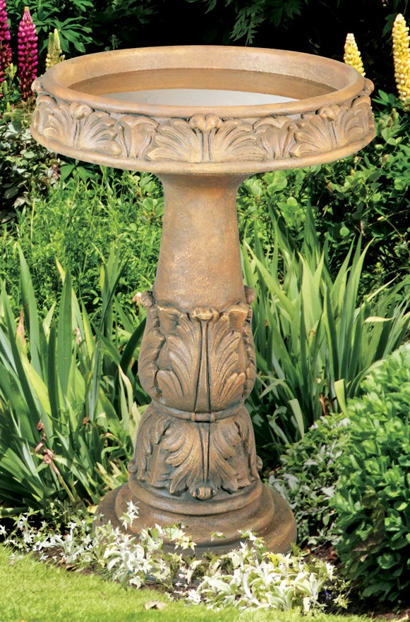 Grande Acanthus Birdbath Cement 37" High - Image 2