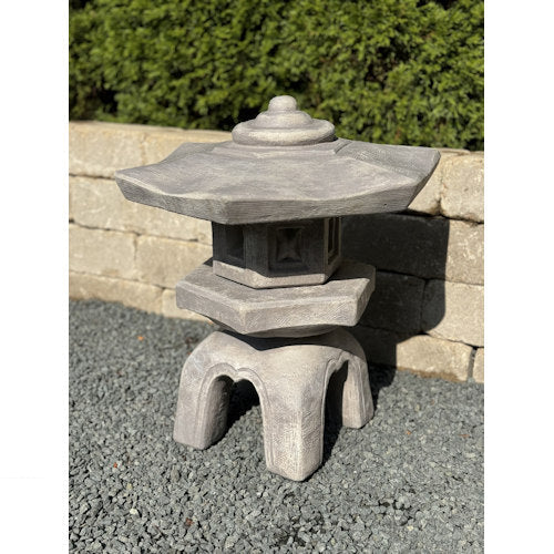 Hexagon Lantern Pagoda Garden Sculpture 18" High Cast Stone