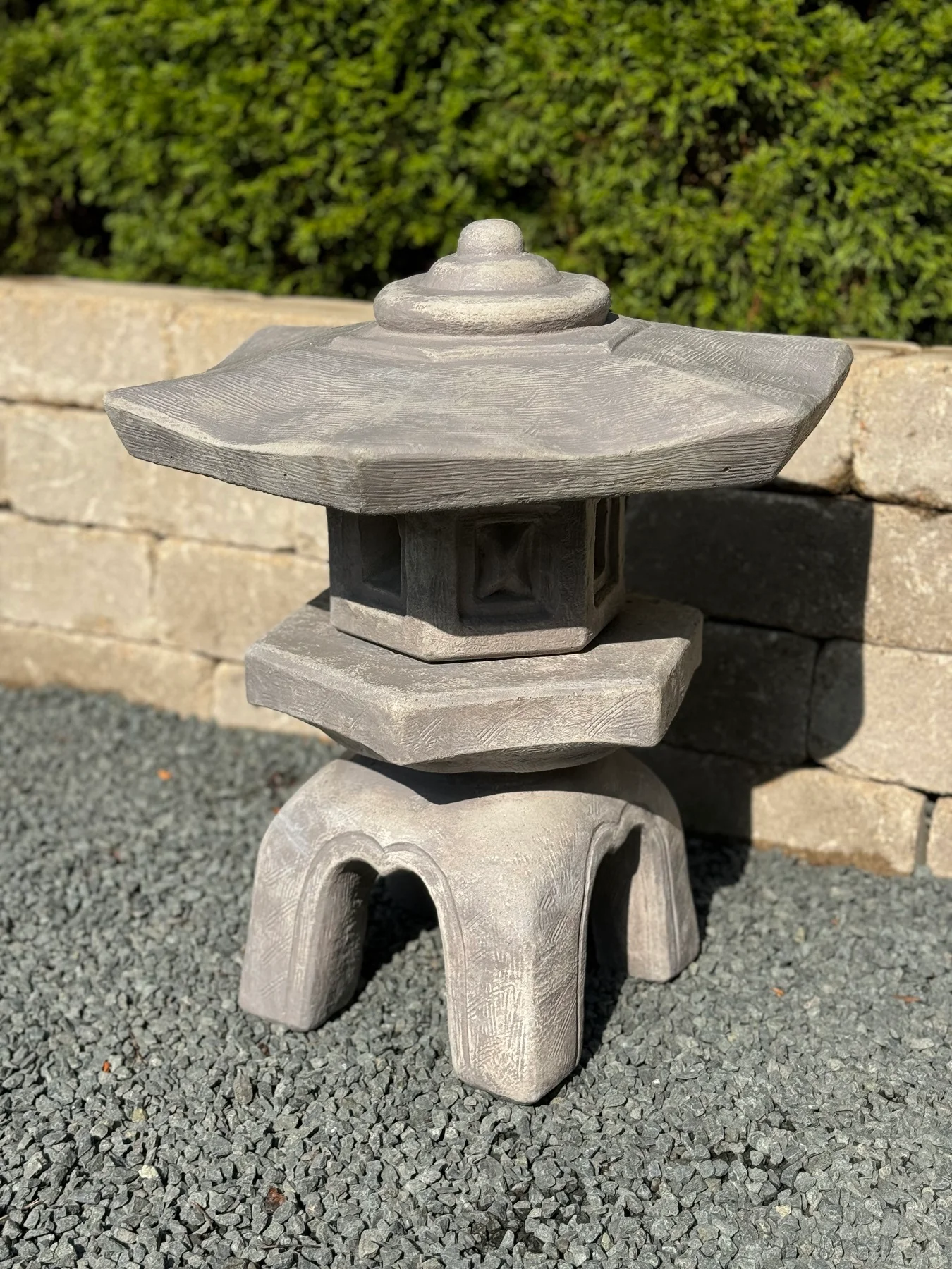 Hexagon Lantern Pagoda Garden Sculpture 18" High Cast Stone - Image 2