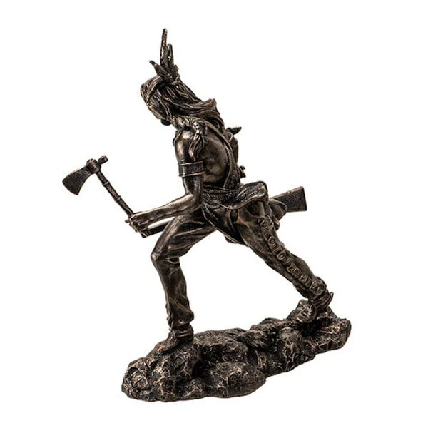 Indian Warrior with Tomahawk Sculpture - Image 5