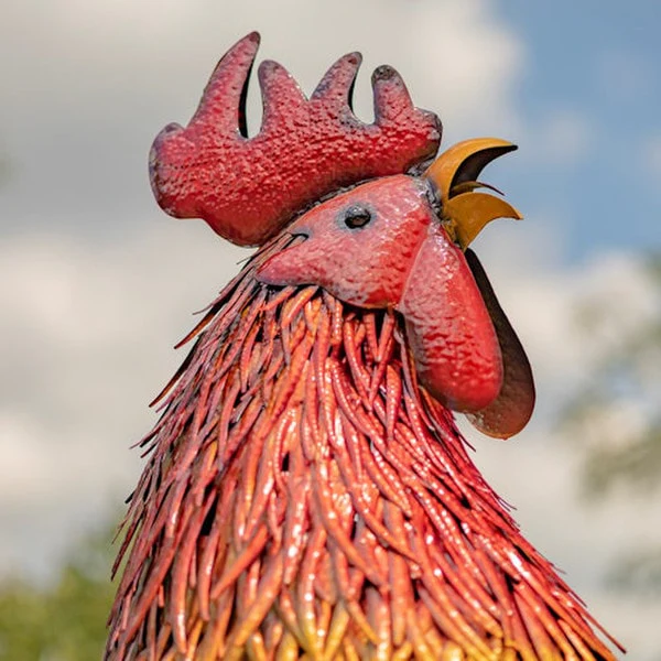 Iron Rooster Garden Statue 66.5" High - Image 2