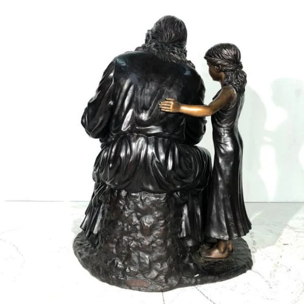 Jesus with Children Life Size Bronze Statue - Image 2