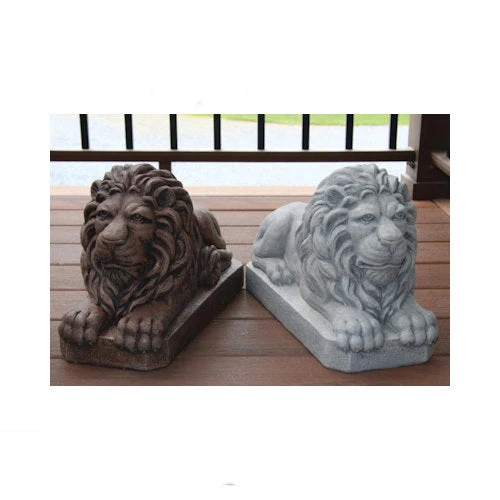 Lion Laying Down Cement Garden Sculpture 16.5" Long - Image 2