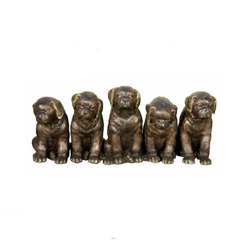 Line Of Puppies Bronze Sculpture - Image 2