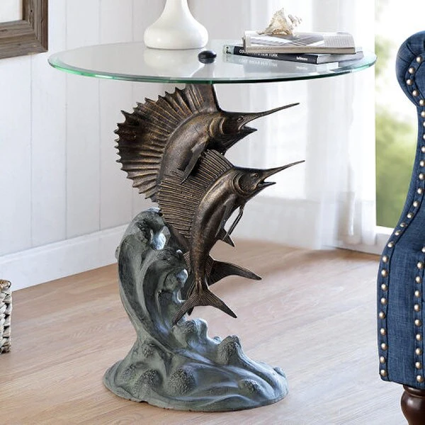 Marlin and Sailfish End Table Sculpture