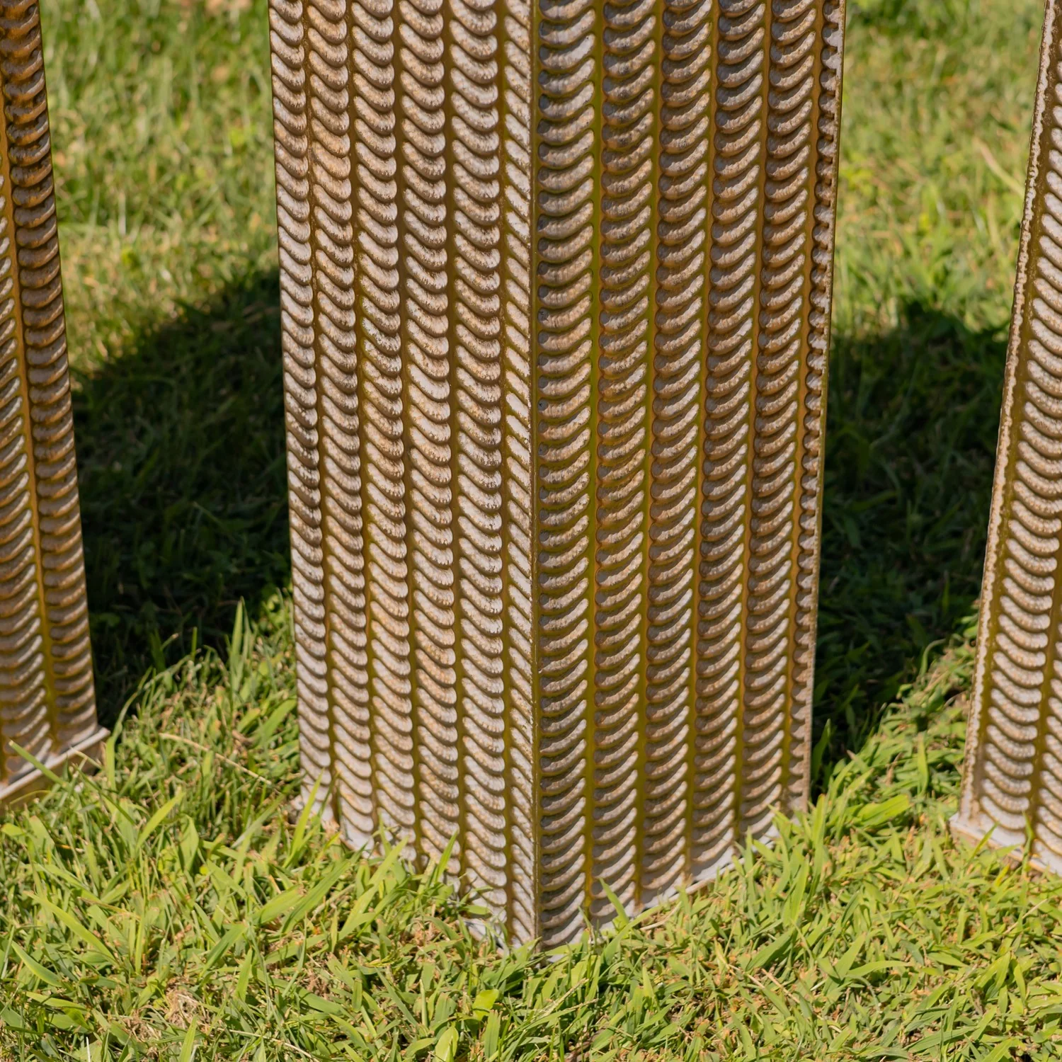 Set of 3 Assorted Dark Gold Metal Decorative Pedestal Pillars 39.5" H - Image 6