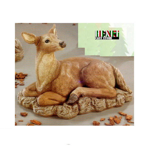 Reclining Doe Deer Cast Stone Garden Statue 19" High