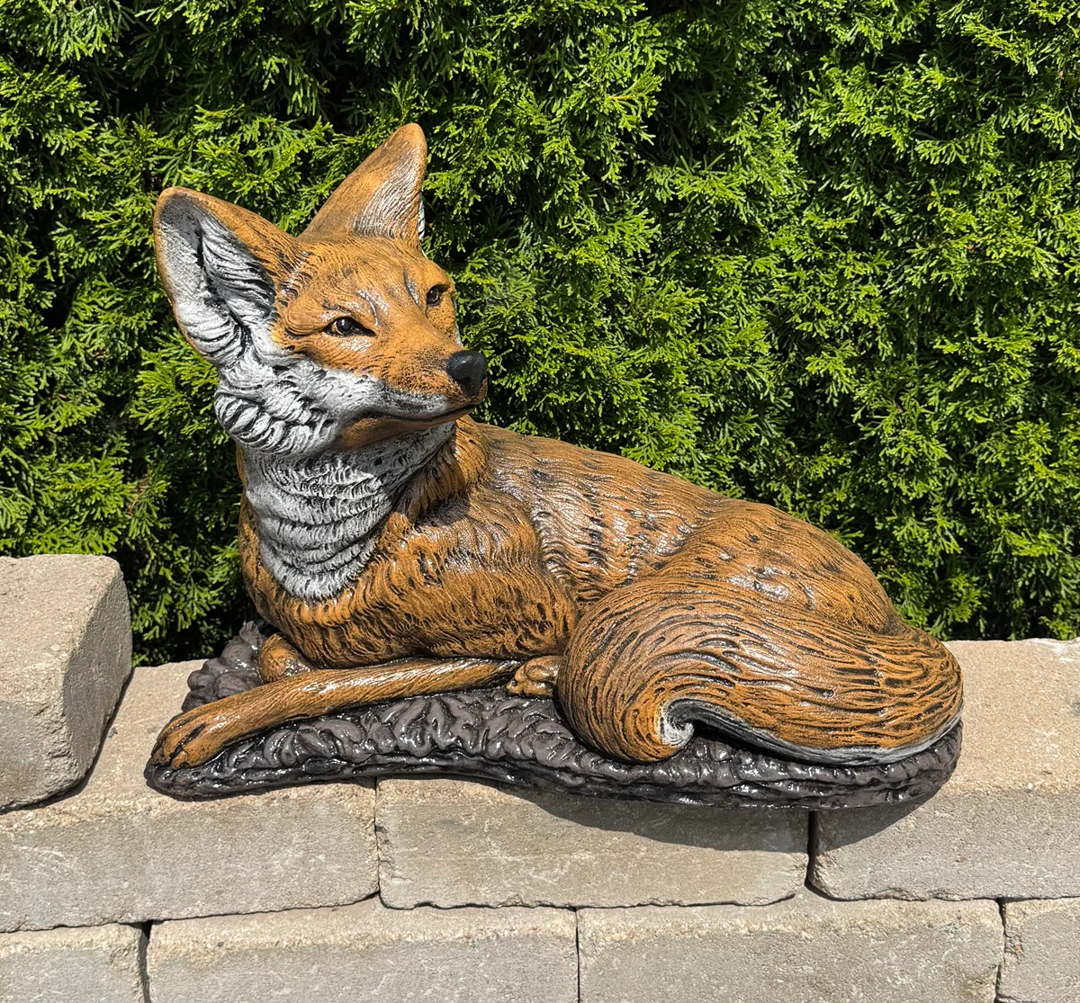 Fox Resting Garden Statue in Hi-Tone Finish 17" High