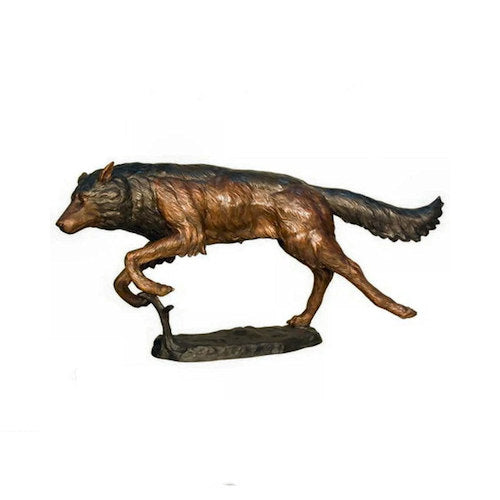Running Wolf Bronze Sculpture 56" Long - Image 2