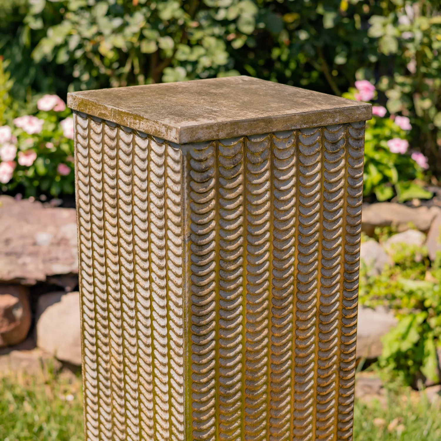 Set of 3 Assorted Frosted Gold Metal Decorative Pedestal Pillars 39.5" H - Image 3