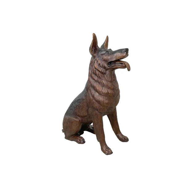 Sitting German Shepherd Dog Bronze Statue - Image 2